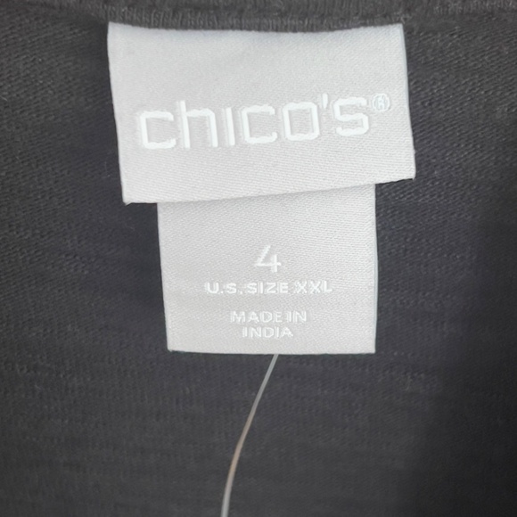 NWT CHICOS black macro sequin v-neck tunic top size 4 XXL holiday lightweight - Picture 4 of 7